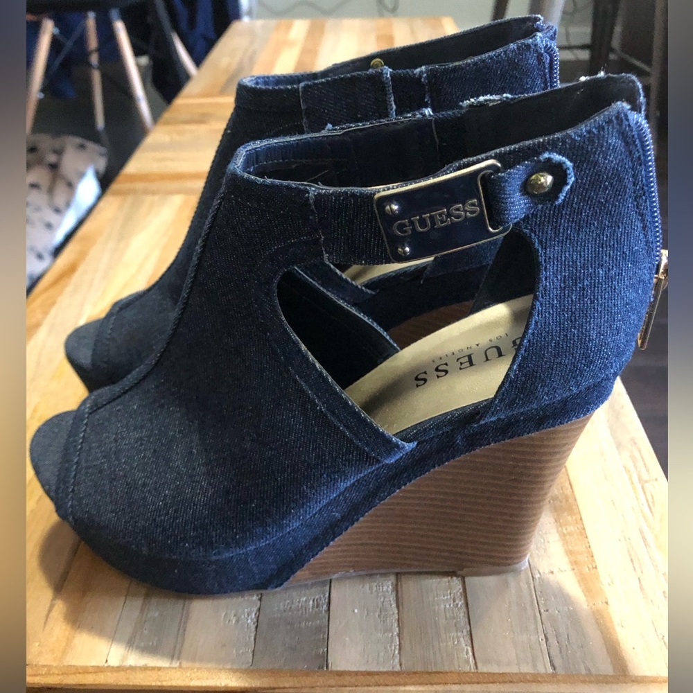 NWOT Guess Denim Wedges